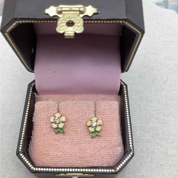 Juicy Couture Enamel Flowers Gold Stud Earrings - Picture 1 of 2